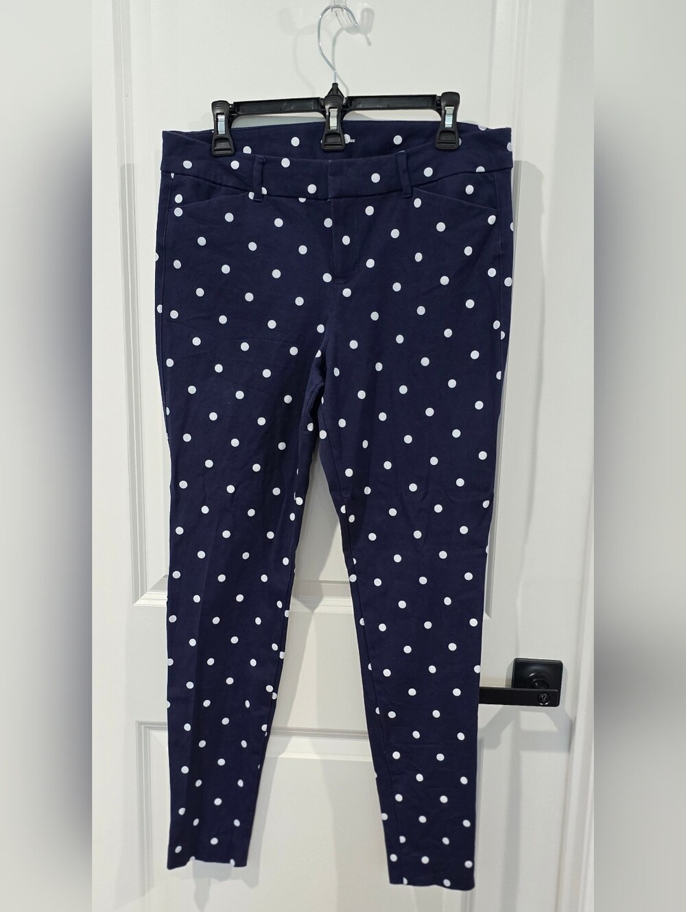 Old Navy Pixie Mid-Rise Pants Navy White Polka Dot Size 12